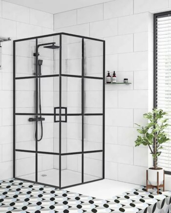 Elegant Brusedørs Sæt 90x200cm i Sort New Yorker Stil