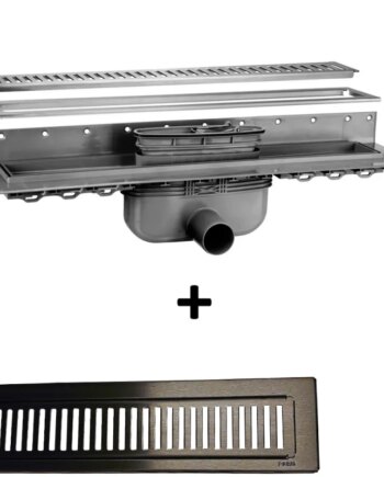 Purus Line 900mm Vandret Afløb med Sort Rist Sampak