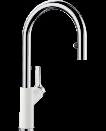 Hvid Blanco Carena Køkkenarmatur Silgranit Look Med Udtræksbruser - Blanco 637501924  - 4020684643528