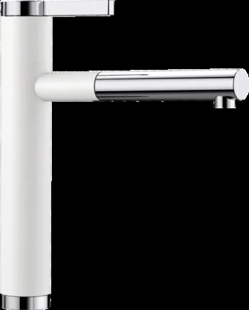 Hvid Blanco Linee Køkkenarmatur Silgranit Look Med Udtræksbruser - Blanco 637501924  - 4020684530446