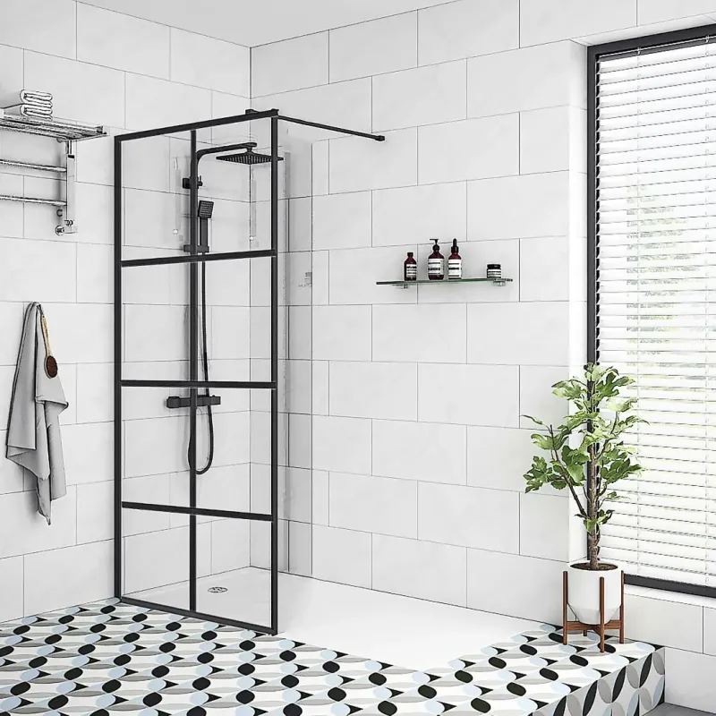 Sort Mikelo Brusevæg 80x200cmx6mm New York Brusevæg Inkl Forhængsstang - Mikelo 637501924 - 5727419542376